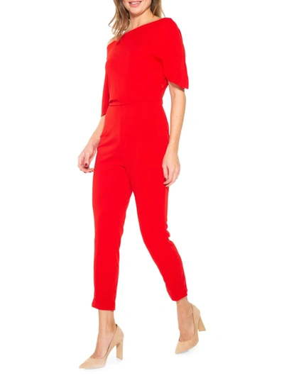 Shop Alexia Admor Women's Draped One-shoulder Jumpsuit In Red