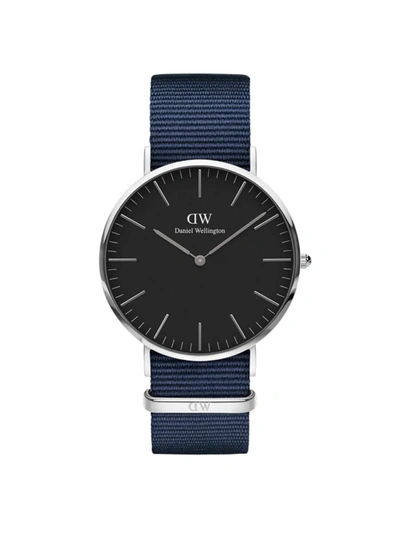 Shop Daniel Wellington Men's Classic Bayswater Stainless Steel & Nato-strap Watch In Black