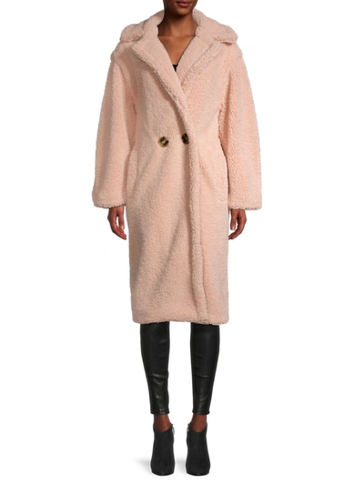 Shop Apparis Women's Daryna Faux Fur Double-breasted Coat In Blush