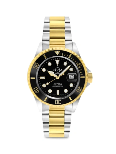 Shop Gv2 Men's Liguria Swiss Automatic Two Tone Stainless Steel Diver Watch In Black