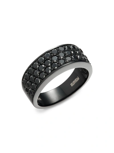 Effy Men's Rhodium Plated Sterling Silver & Black Spinel Band In Black