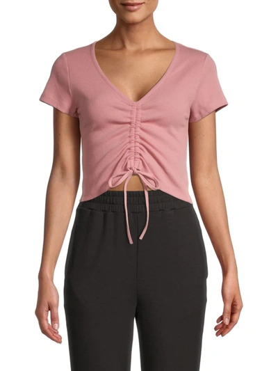 Shop Bcbgeneration Women's Drawstring Front Top In Mauve