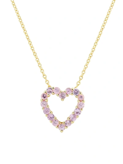 Shop Saks Fifth Avenue Women's 14k Yellow Gold & Pink Sapphire Heart Pendant Necklace