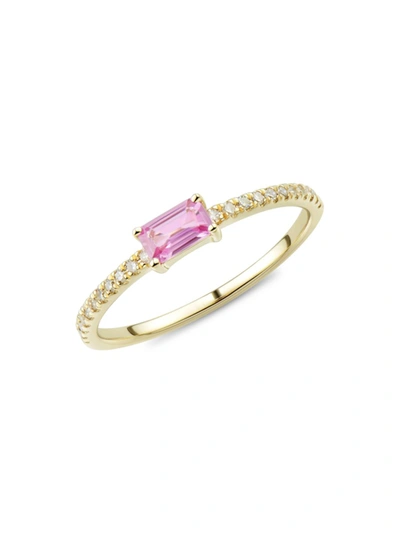 Shop Saks Fifth Avenue Women's 14k Yellow Gold, Pink Sapphire & Diamond Ring