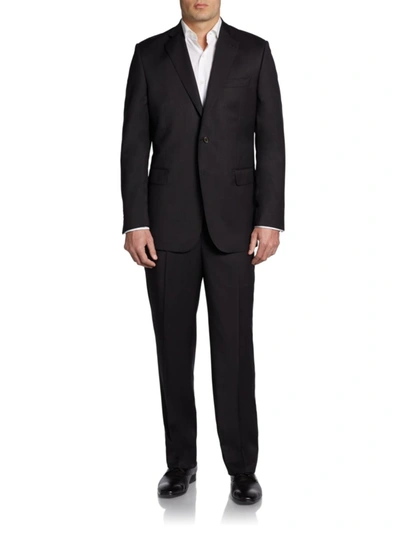 Shop Saks Fifth Avenue Men's Classic-fit Solid Wool Suit In Black