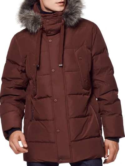 Shop Marc New York Men's Gattaca Faux Fur-trim Down-blend Parka In Oxblood