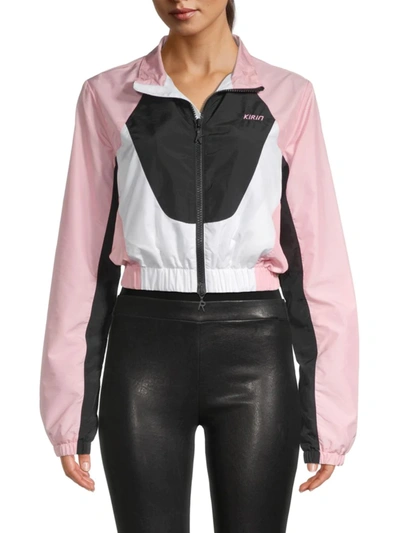 Shop Kirin Women's Colorblock Cropped Track Jacket In Pink