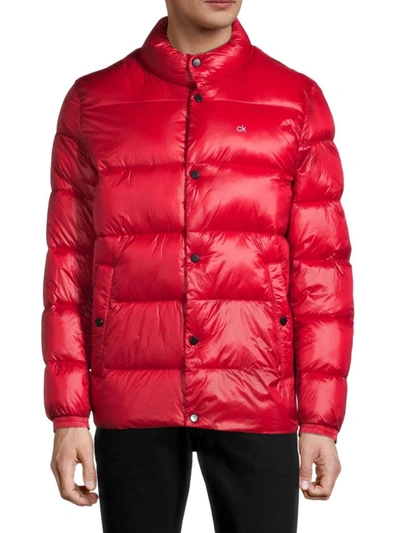Calvin Klein Men's Sheen Water-resistant Down Puffer Jacket In Deep Red |  ModeSens