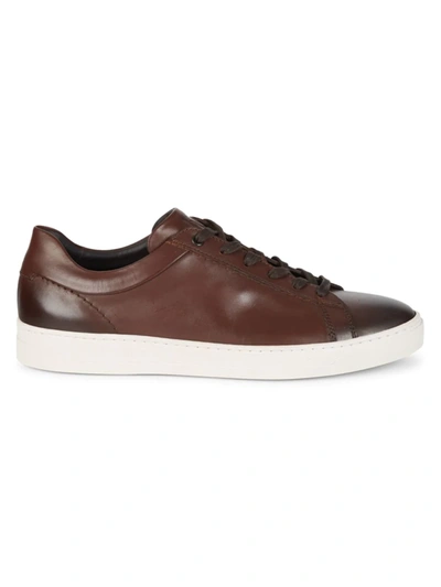 Shop Bruno Magli Men's Diego Leather Sneakers In Rust