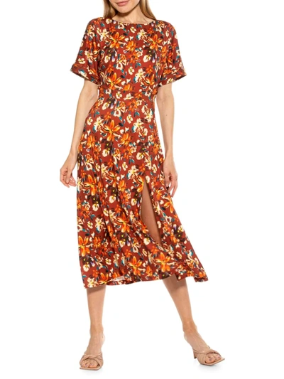 Shop Alexia Admor Women's Lana Boatneck Midi Dress In Rust Multi