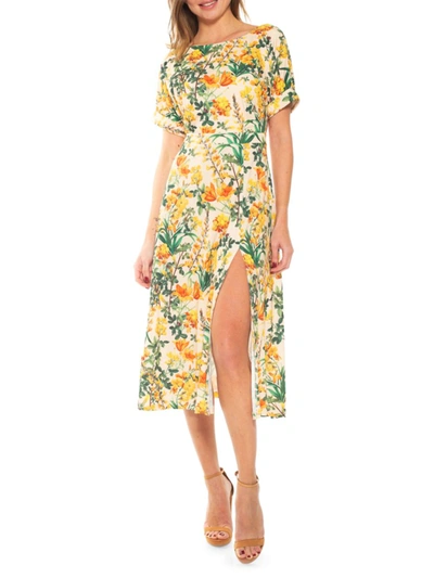 Shop Alexia Admor Women's Lana Boatneck Midi Dress In Amelie Floral