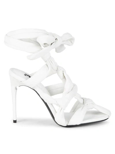 Shop Off-white Women's Leather Knot Sandals In White