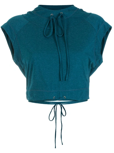 Gloria Coelho Drawstring Cropped Blouse In Blau
