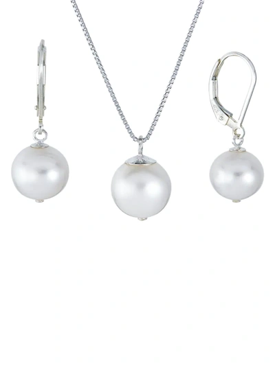 Shop Belpearl Women's 2-piece Sterling Silver & Cultured Pearl Necklace & Earrings Set