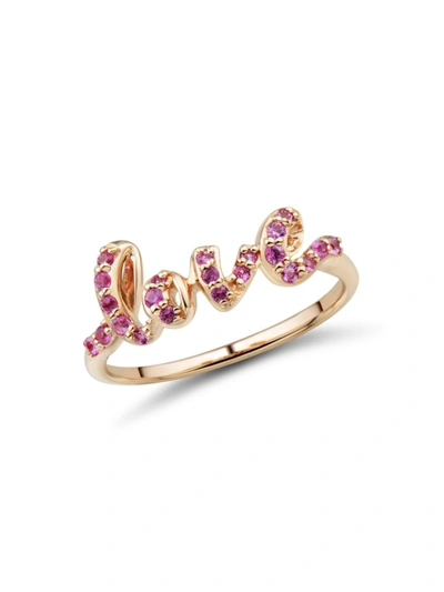 Shop Saks Fifth Avenue Women's 14k Rose Gold & Pink Sapphire Love Ring