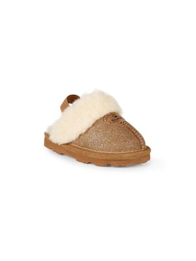 Shop Bearpaw Baby Girl's Neverwet Faux Fur-trim Suede Slippers In Hickory Cave