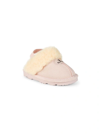 Shop Bearpaw Baby Girl's Neverwet Faux Fur-trim Suede Slippers In Pink Cave