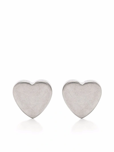 Shop Balenciaga Heart Stud Earrings In Silber