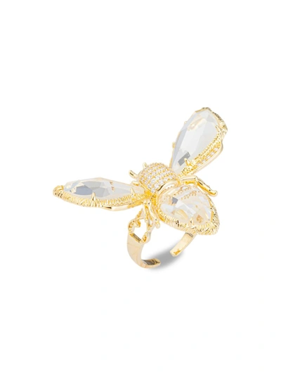 Shop Eye Candy La Women's Luxe Goldtone & Crystal Bee Ring/size 7 In Neutral