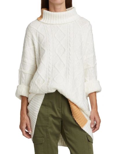 Shop Free People Women's Forever Cable-knit Sweater In White Multi