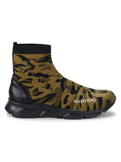 Shop Valentino By Mario Valentino Men's Tom Revolver Camo Sock Sneakers In Green