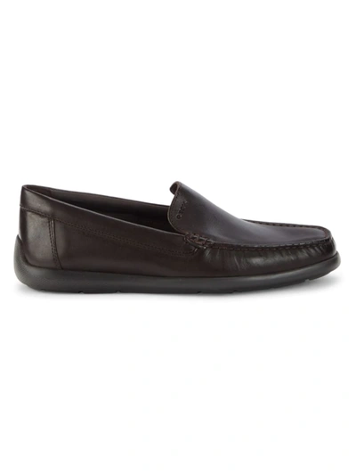 Shop Geox Men's Devan Leather Loafers In Dark Brown