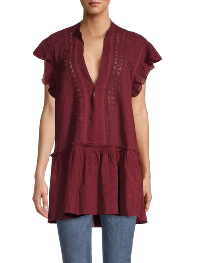 Shop Free People Women's Baby Blues Lace-trim Tunic In Red