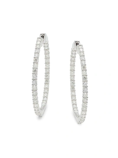 Shop Saks Fifth Avenue Women's 14k White Gold & 3 Tcw Diamond Hoop Earrings