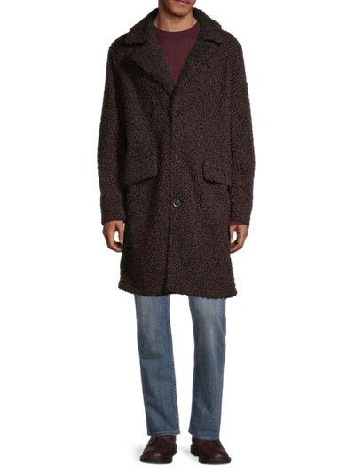 Shop Karl Lagerfeld Men's Water-resistant Faux Shearling Fur Coat In Dark Chocolate