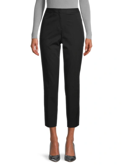 Shop Donna Karan Women's Back-seam Cropped Pants In Black