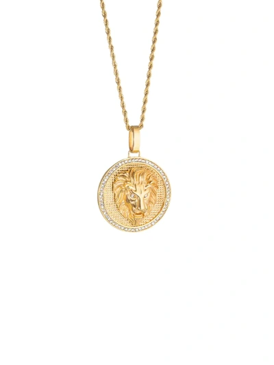 Shop Eye Candy La Men's Luxe Titanium & Cubic Zirconia Lion Head Pendant Necklace In Neutral