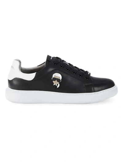 Karl Lagerfeld Leather Karl Head Patch Sneaker In Black