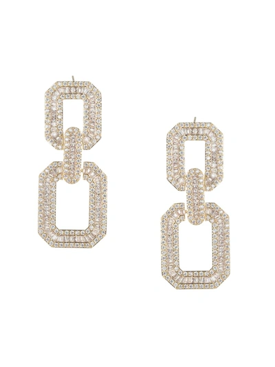 Shop Eye Candy La Women's Luxe Charlotte Cubic Zirconia Link Dangle Earrings In Brass