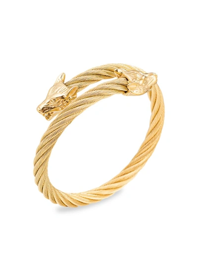 Shop Eye Candy La Men's Luxe Goldtone Double Wolf Coil Bracelet In Neutral
