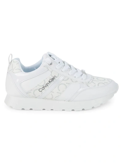 Shop Calvin Klein Women's Carlla Faux Leather Sneakers In White