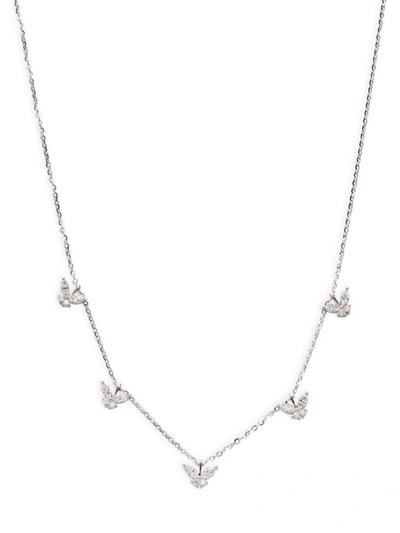 Shop Diana M Jewels Women's 18k White Gold & 0.68 Tcw Diamond Butterfly Station Necklace