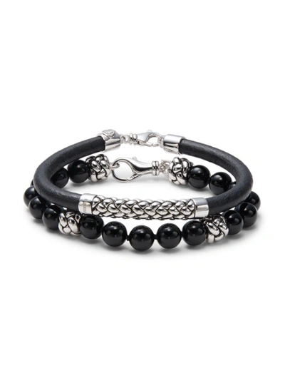 Effy Men's 2-piece Sterling Silver & Onyx Bracelet Set In Silver
