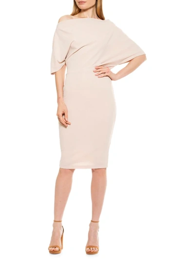 Shop Alexia Admor Women's Olivia Draped One-shoulder Sheath Dress In Oat