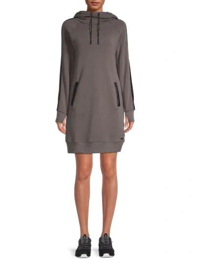Shop Marc New York Women's Fabulous Fleece Hooded Sweatshirt Dress In Pavement