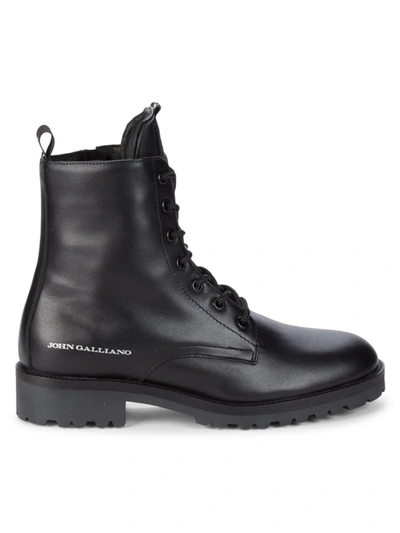 Shop John Galliano Women's Gazette Leather Combat Boots In Black