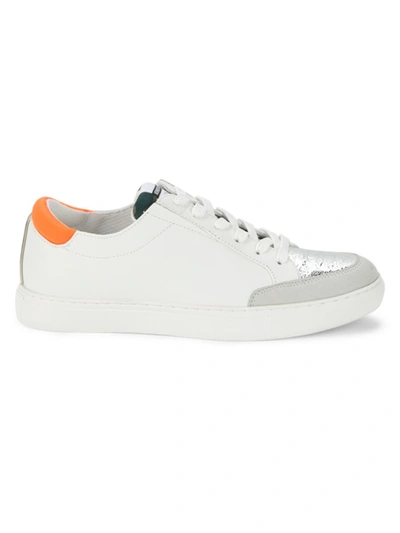 Shop Kenneth Cole New York Women's Kam Guard Low-top Leather Sneakers In White Neon Orange