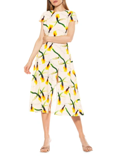 Shop Alexia Admor Women's Lily High-slit Midi Dress In Beige Floral