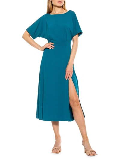 Shop Alexia Admor Women's Lana Boatneck Midi Dress In Cerulean