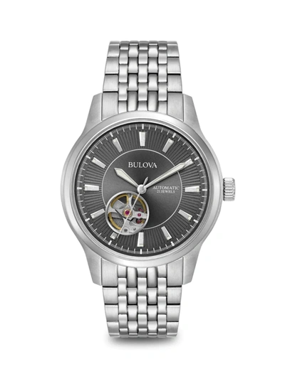 Shop Bulova Men's Automatic Stainless Steel Bracelet Watch In Grey