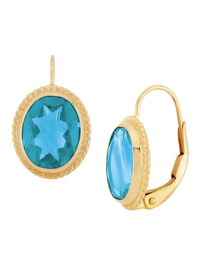 Shop Saks Fifth Avenue Women's 14k Yellow Gold & Blue Topaz Lever Earrings