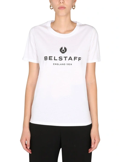 Shop Belstaff Logo Printed Crewneck T In White