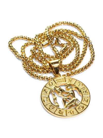 Shop Jean Claude Men's Goldplated Stainless Steel Zodiac Pendant Necklace In Aquarius