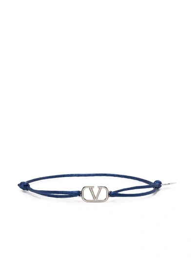 Shop Valentino Vlogo Drawstring Bracelet In Blau