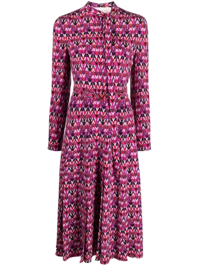 Valentino Long Elegant Dress With Long Sleeves In Rosa