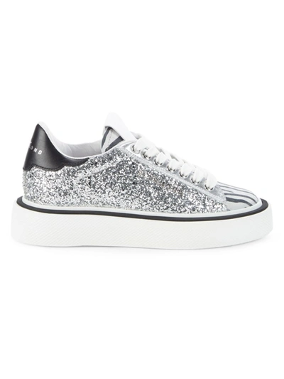 John Richmond Women's Glitter Sneakers In Silver | ModeSens